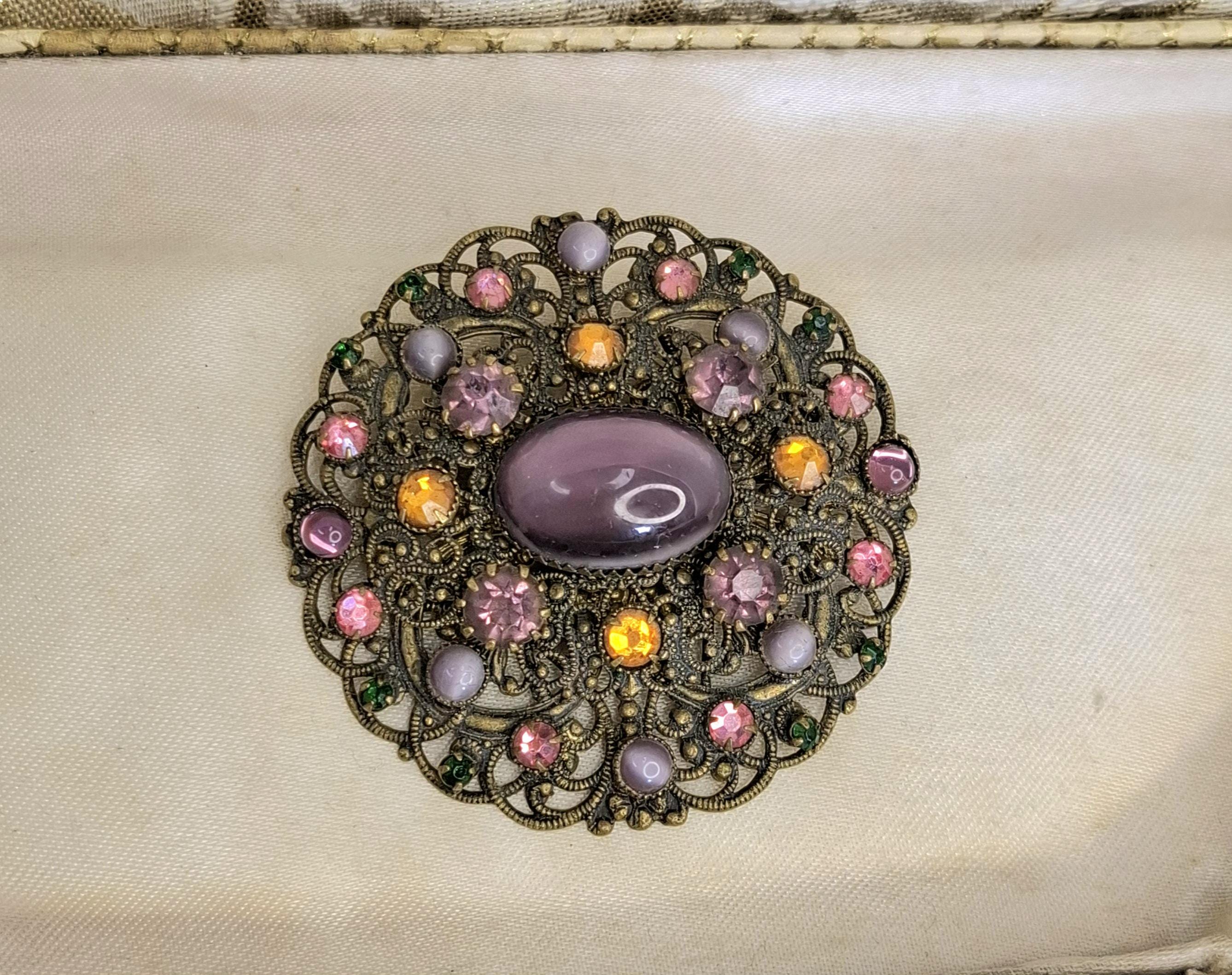 チェコガラスブローチ 1930年代 アンティークブローチ ヴィンテージ