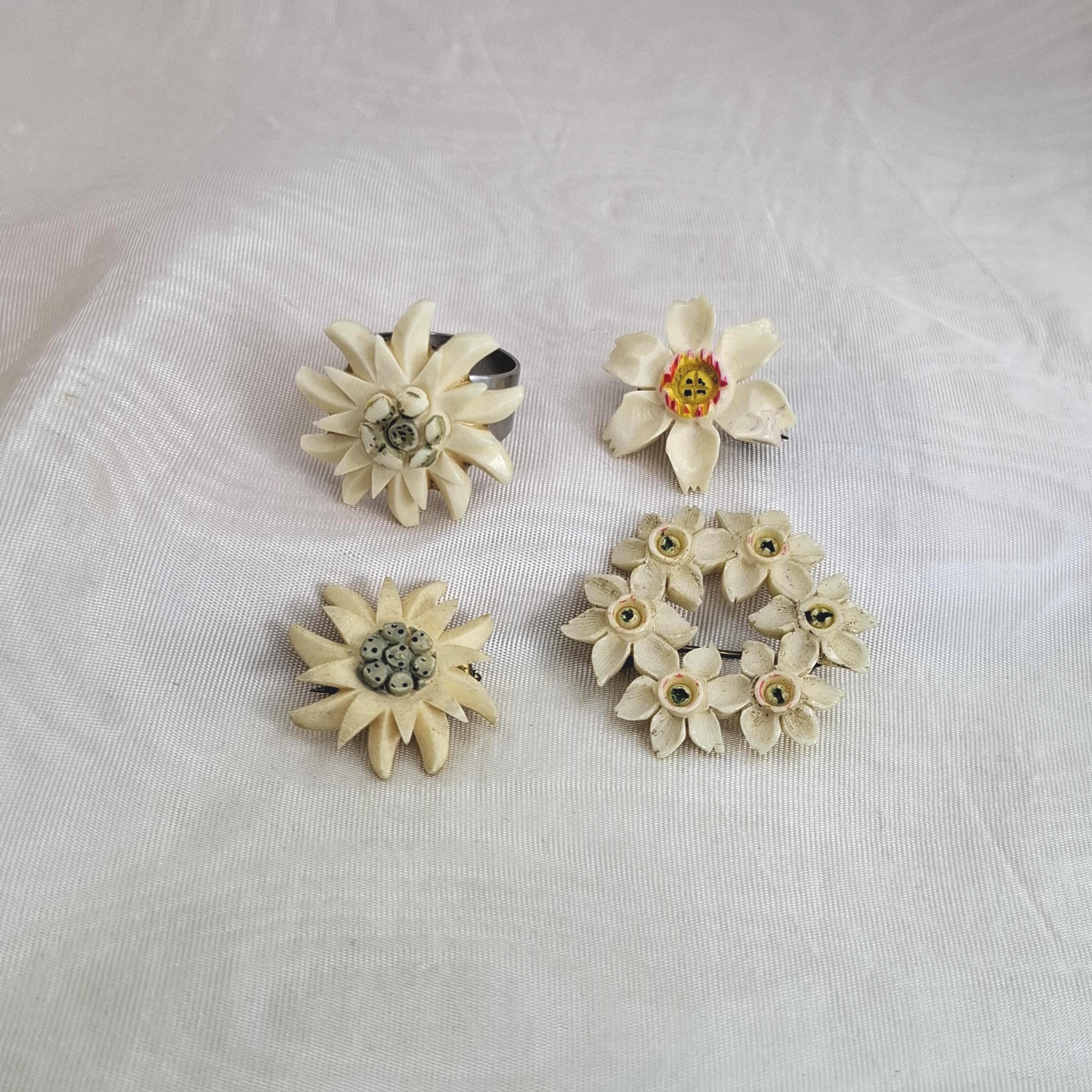 Ivory Edelweiss Pin - Etsy
