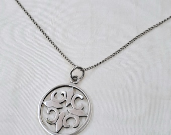Sterling St Magnus Kreuz Anhänger und Halskette Keltische Malcolm Gray 925er Silber Schottland Wikinger Schmuck Nordischen Christian Vintage Schmuck