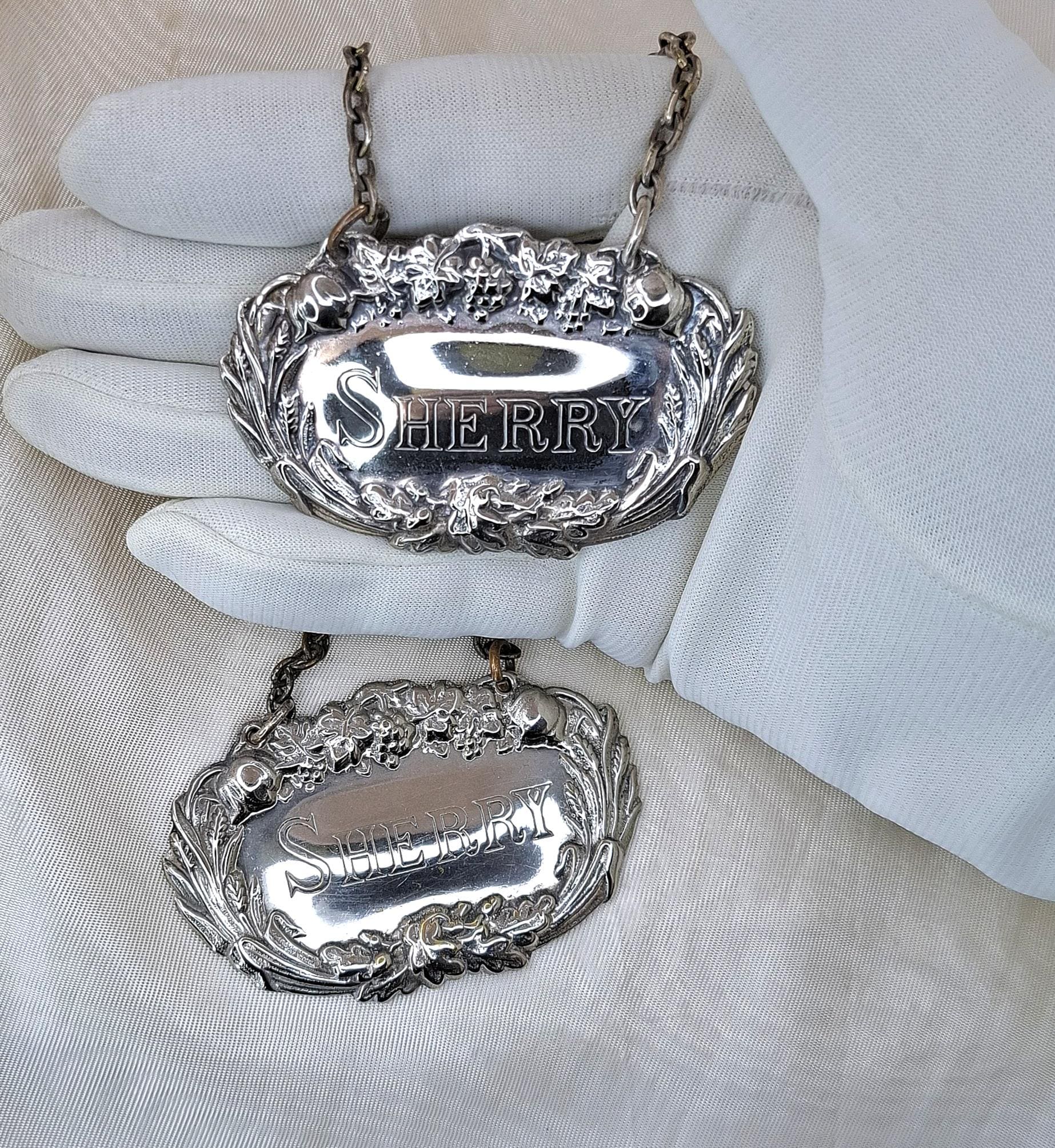 「売約済」1900s'アンティーク「Sant Louis 」デキャンタプレート付 ヴィンテージ デキャンタ タグ リキュール サイン シルバー プレート
