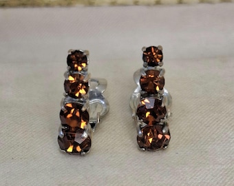 50s Topaz Orange Ohrringe 1950s 1960s Style Rockabilly Retro Vintage Ohrringe Ohrhänger Ohrclips Vintage Kristallohrringe Strass
