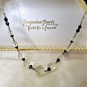 Collier art déco verre cristal noir collier de perles de verre des années 1920 des années 1930 vintage collier ras du cou bijoux de domaine bijoux fantaisie vintage