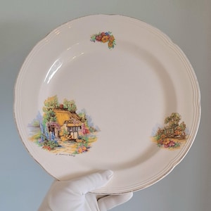 Vintage Plate Set Beswick China Plates Somerset Cottage Cottagecore Two Dinner Plates Kitchen Decor Country Farmhouse Style Made in England