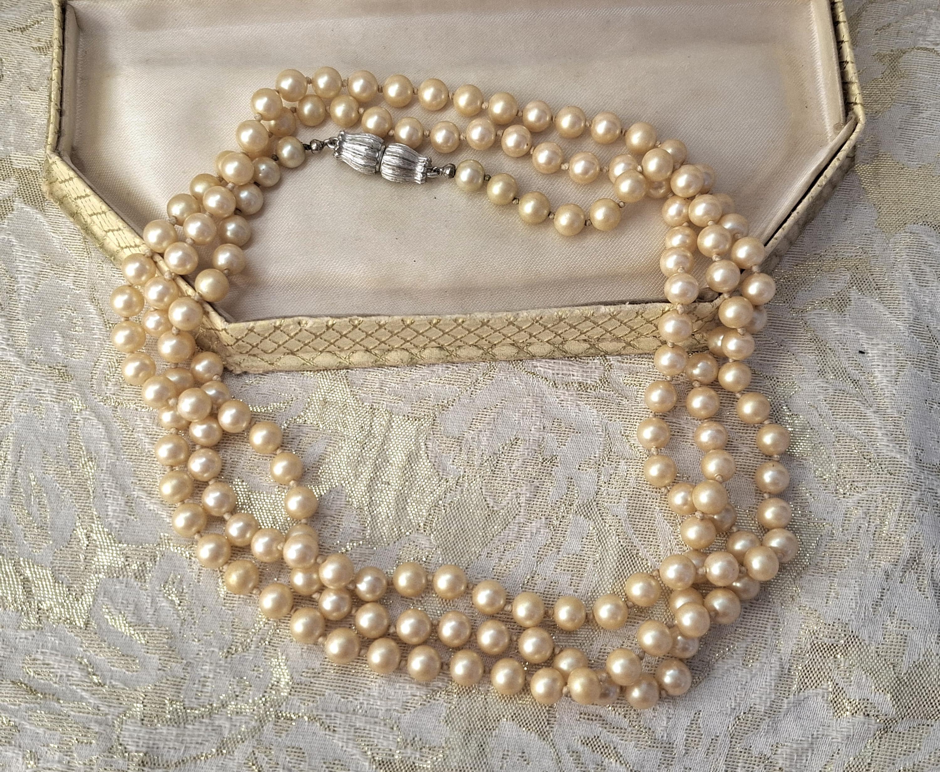 1920s Long Pearl Necklace Faux Pearls Vintage Pearl Necklace