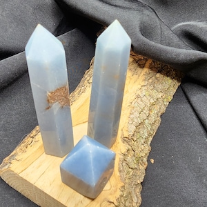 Angelite Point: Glacier Blue Crystal Healing Stone
