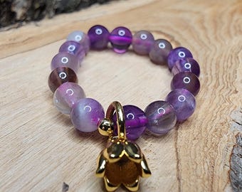 Handmade Amethyst Stretch Ring: Healing Crystal Jewelry