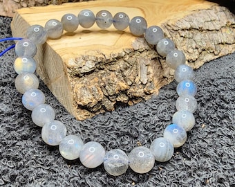 Handmade Stretch Bracelet with 7mm Labradorite Beads | Healing Crystal Jewelry