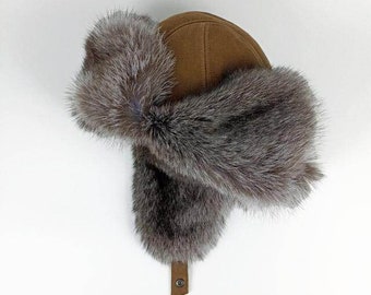 Unisex Raccoon Fur Hat Fur Trapper Hat Winter Hat With