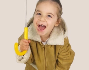Suede Camel Sheepskin Jacket For Girls , lambskin coat with zipper, very warm , practical & unique