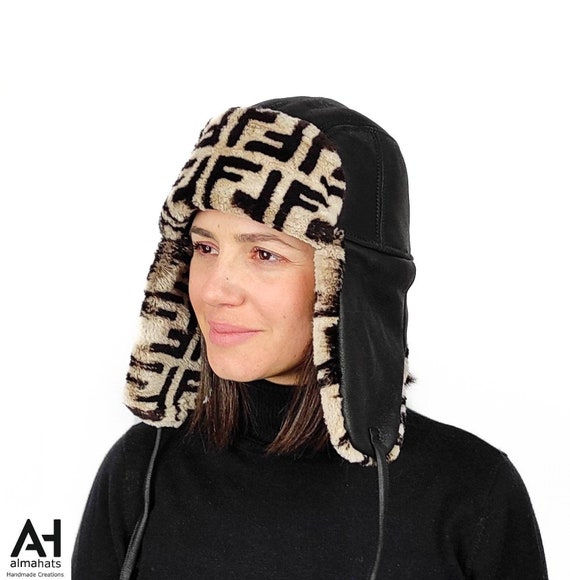 Shearling Aviator Hat and Mittens Set - Black Napalan 