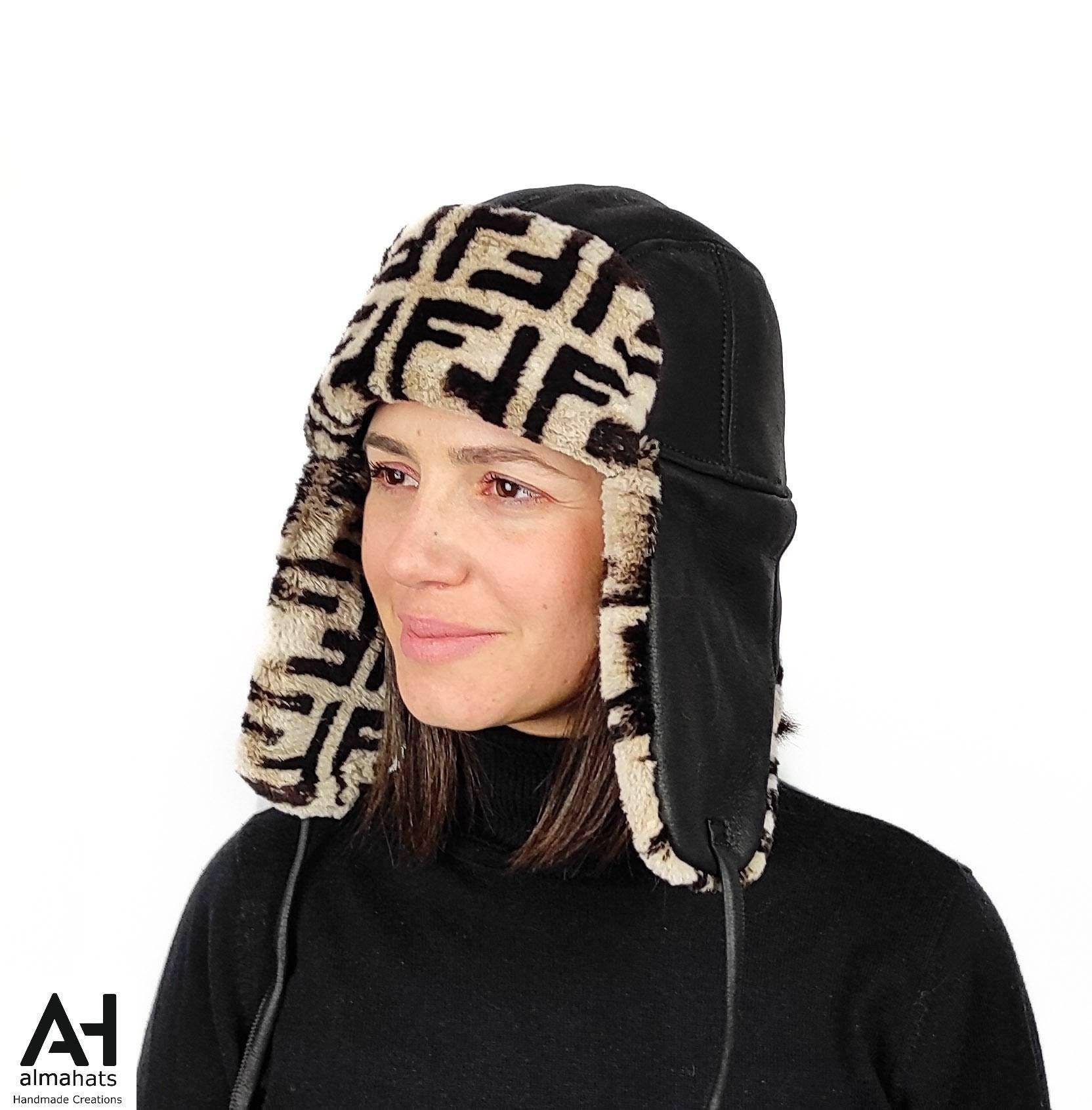 Shearling Aviator Hat and Mittens Set - Black Napalan 