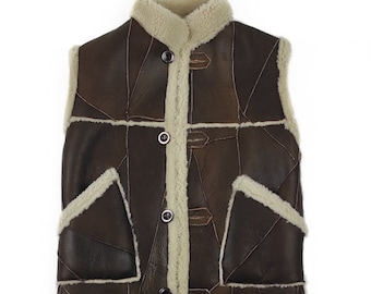 Unisex dark brown Sheepskin vest, lambskin winter vest for boys & girls. An everyday coat to accompany your child in outdoor activities