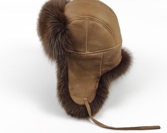 Brown Fox Hat. A Unique Trapper Hat. A Combination That