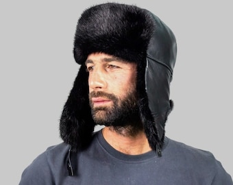 Mudd Black Aviator Trapper Fux Houndstooth Earmuff Buckle  display picture 1