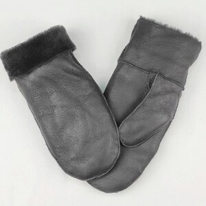 Dark Gray Napa Sheepskin Mittens . Great gift for men . Lambskin mittens , mittens