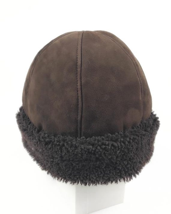 Unisex Beanie. Brown Suede Hat, Natural Sheepskin Hat  display picture 2
