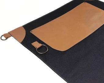 Short denim Waist Apron with leather pocket. A very handy & practical denim apron. Great fit , unique design unisex apron. Great gift idea