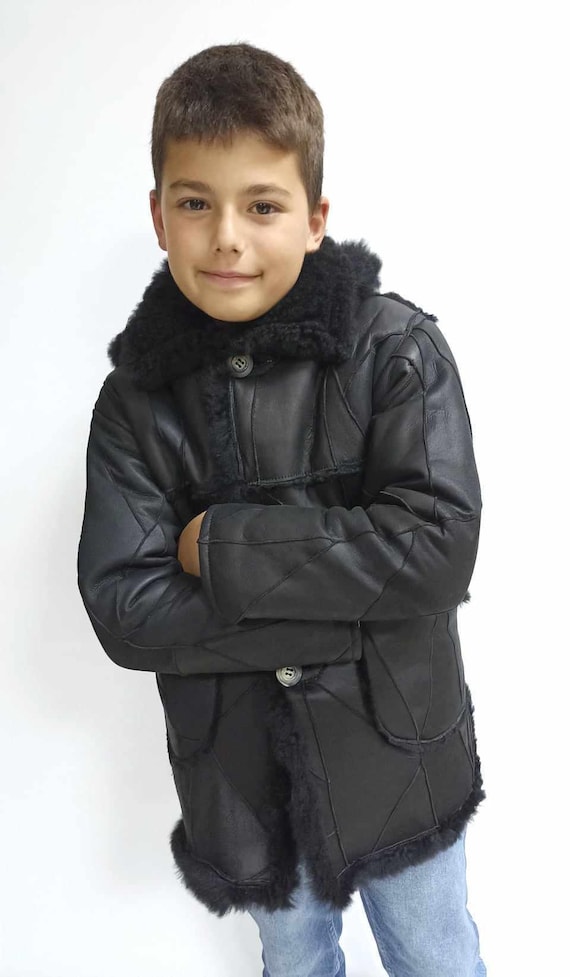Cappuccio Giacca Di Pelle Bimbo Giubbotto Neonato In Pelle Con