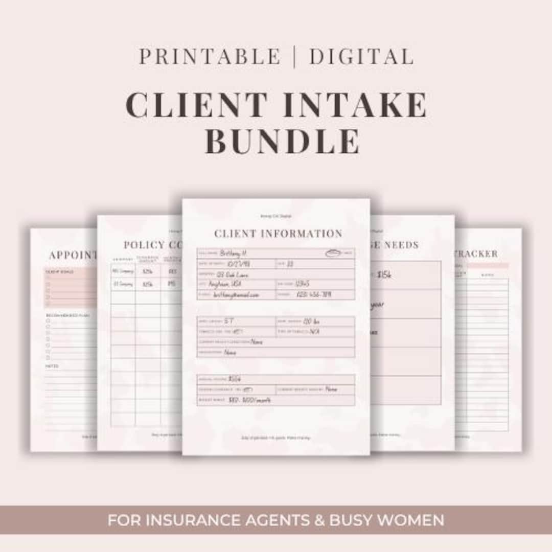 Insurance Client Intake Forms Bundle | Canva Editable Quote Tracker ...