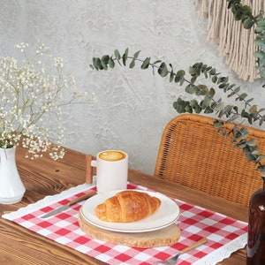 Organic Cotton Tartan Plaid Placemats: Farmhouse Christmas Dining Set