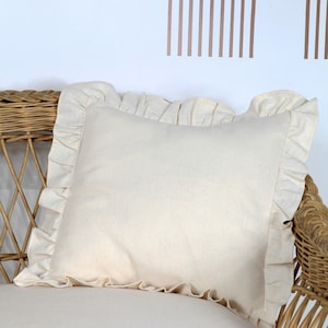 Organic Cotton Ruffle Pillow Cover: Boho Farmhouse Decor (17.71&quot;)