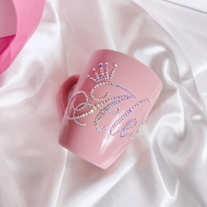 Personalised sparkly glitter rhinestone crystal initial with or without crown coffee mug