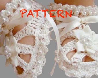 PATTERN, Baby Christening Booties with beads.