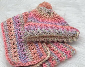 Conjunto de gorro y bufanda de crochet para niño, hilo suave jaspeado, accesorios acogedores para el invierno.