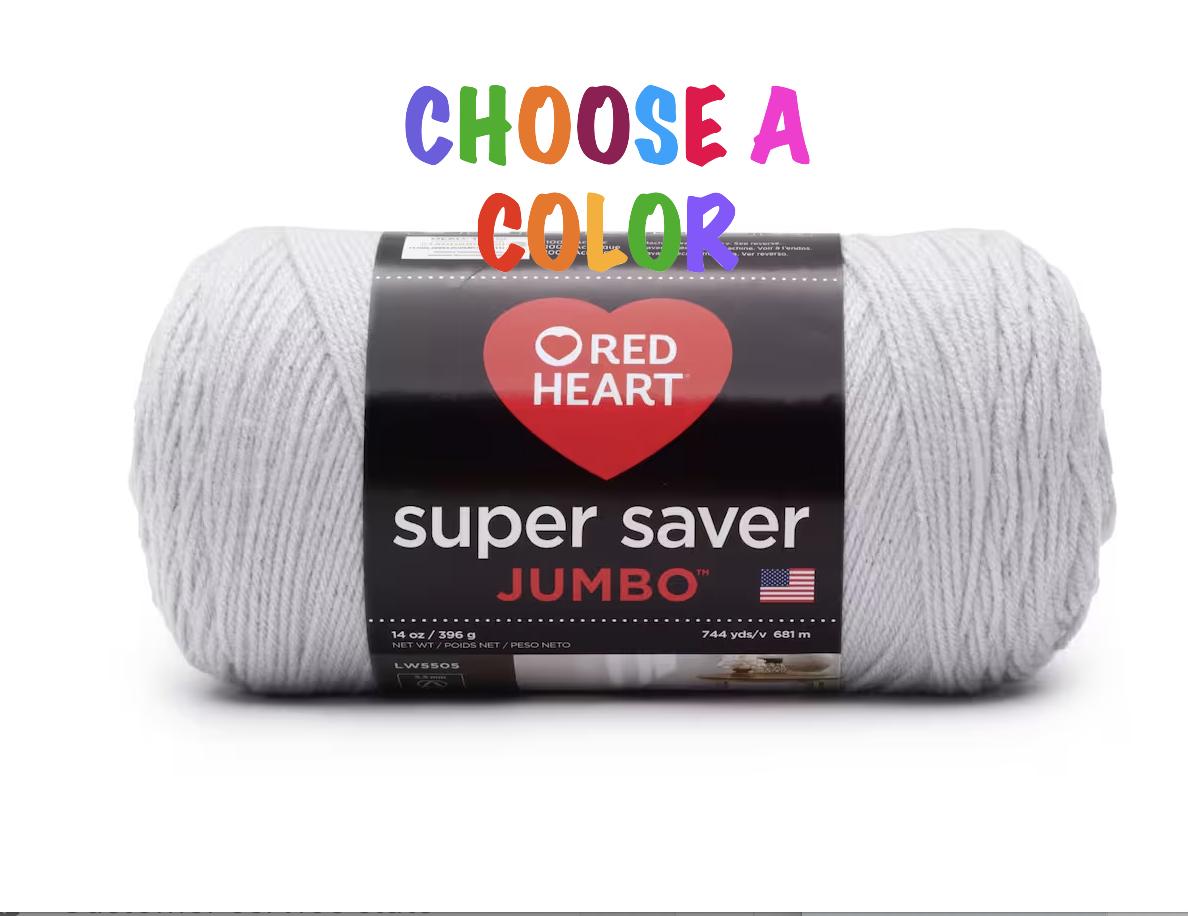 JUMBO Red Heart Super Saver 4 Medium Acrylic Yarn, 744 Yards.