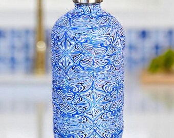 Blue Polymer Clay Soap Dispenser: Artisan Kitchen & Bath Decor