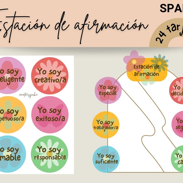 SPANISH- 24 Affirmation cards - bright palette - Spanish version