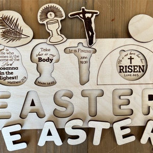 Easter Jesus Puzzle for kids | Wooden Puzzle | Palm Sunday, Holy Thursday, Good Friday, Easter Sunday | He is Risen | Easter Gift