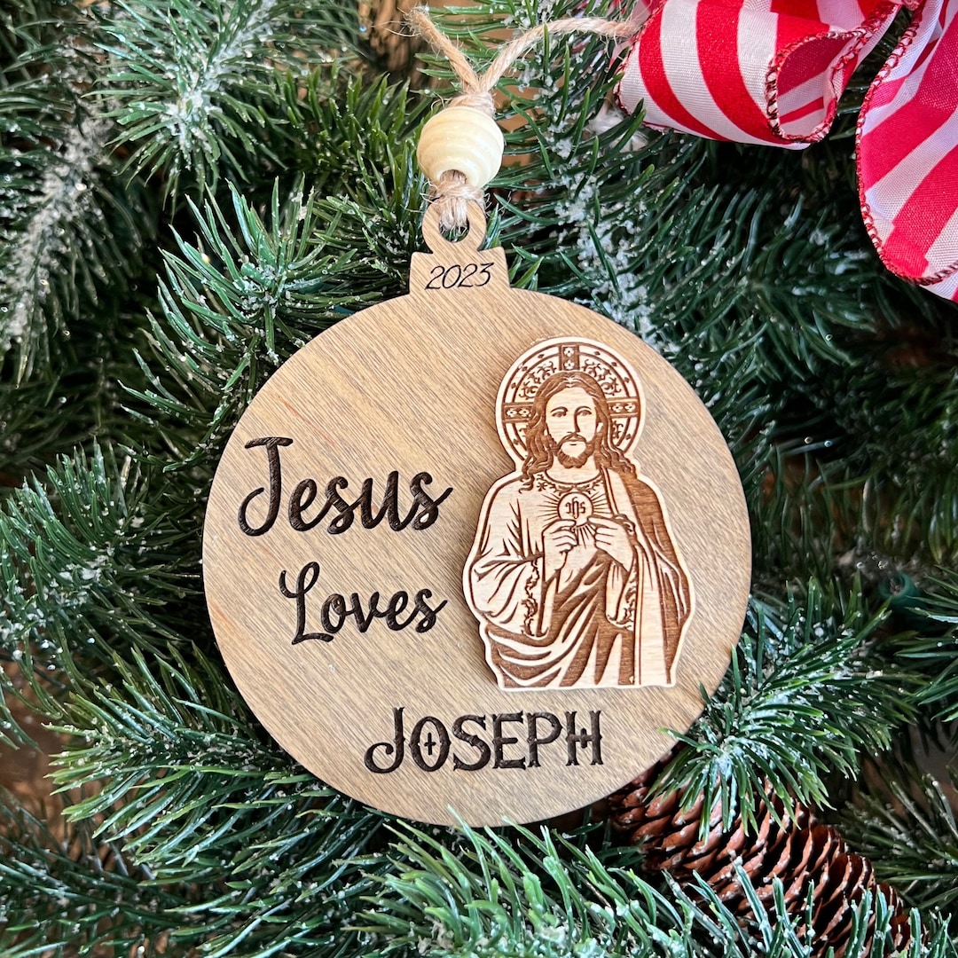 Christmas Jesus Ornament Custom Catholic Ornament Personalize Godchild
