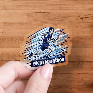 Marathon Sticker, Running Sticker, Men&#39;s Marathon Cartoon Art, Race Day Stickers, Runner Vinyl Sticker, Sports Themed Stickers