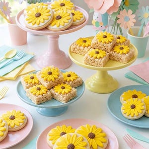 Rudbeckia Royal Icing Transfer Sheet Black Eyed Susan Floral Cookie Decor Edible Design Summer Baking Supplies Cupcake Topper DIY Cookies