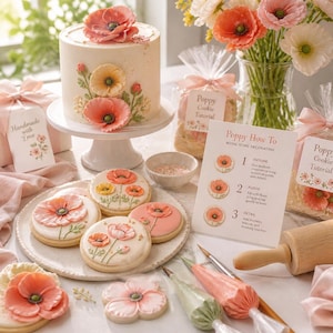 Iceland Poppy Royal Icing Flower Transfers, Cookie Decorating Template (Digital Download)