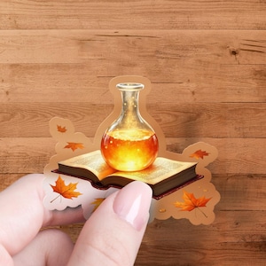 Potion Bottle Sticker, Magic Book Sticker, Fall Leaves Sticker, Autumn Sticker, Fantasy Stickers, Witchcraft Sticker, Magical Sticker