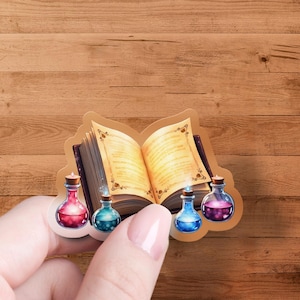Magic Book Sticker, Potion Bottles Sticker, Mystical Sticker, Magical Spell Book, Fantasy Sticker, Witchcraft Sticker, Wizard, Potions