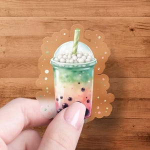 Cute Bubble Tea Sticker, Kawaii Boba Tea Decal, Water Bottle Sticker, Laptop Decal, Scrapbooking Sticker, Journal Decor, Gifts