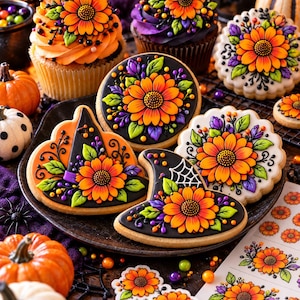 Gaillardia Double Royal Icing Transfer Sheets, Flower Icing Templates, Printable Cookie Decorating Guide, Floral Cake & Cupcake Designs