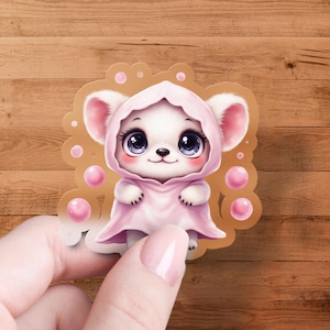 Cute Koala Sticker, Pink Hooded Koala Bear Decal, Kawaii Animal Stickers, Adorable Pet Stickers, Laptop Decal, Bubble Stickers