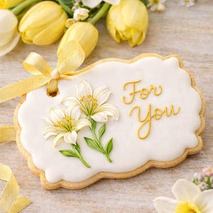 Gigli di Pasqua, foglio di trasferimento per glassa reale, decorazione floreale per biscotti, accessori per la pasticceria primaverile, design commestibile, decorazione per cupcake di Pasqua, biscotti fai da te