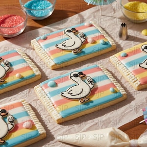 Summer Geese Cookie Icing Transfers, Sunglasses Popsicle Goose Art (Digital Template)