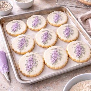 Wedding Lilac Royal Icing Transfer Sheet, Cookie Decorating Template (Digital Download)