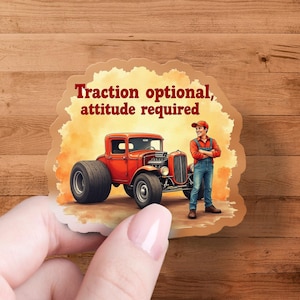 Hot Rod Cartoon Sticker Bold Gritty Attitude Filled Retro Design for Car Lovers Mechanics Garage Decor Toolboxes Laptops and More