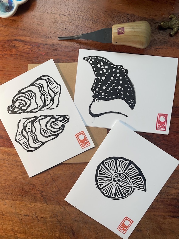 Chesapeake Bay Nature – Block Print Greeting Cards (Set of 3)