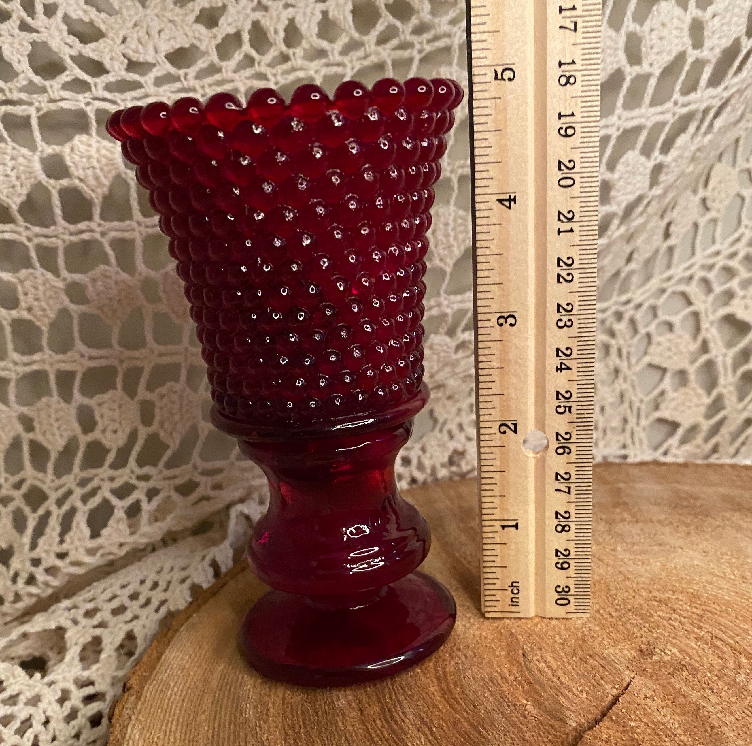 Pair of Deep Red Vintage Hobnail Candle Holders Etsy UK