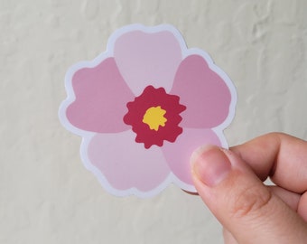 Korean rose of sharon flower matte vinyl die-cut sticker / Mugunghwa Sticker