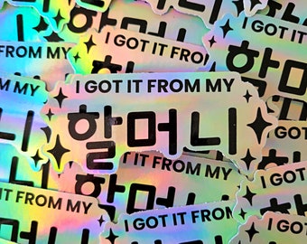 I Got it From My Halmoni holographic vinyl sticker / Korean American, Children of Immigrant series