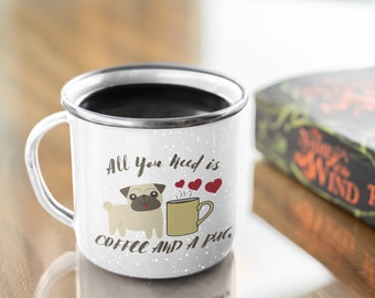 Enamel Camping Mug Dog Lover, Coffee Lover, Cute Dog Mug, Perfect Gift